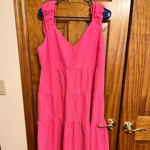 Pink off the shoulder mid length dress